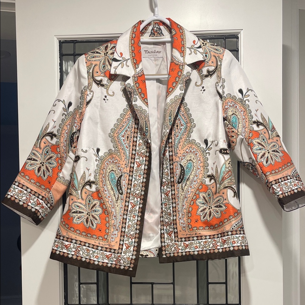 Tan Jay Women's Orange and White Jacket